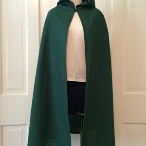 Dark Green Youth Cloak Cotton, Hooded image 6