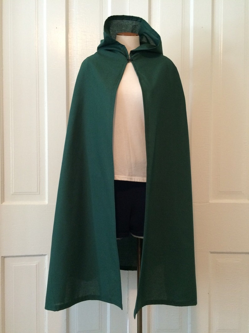 Dark Green Youth Cloak Cotton, Hooded image 6