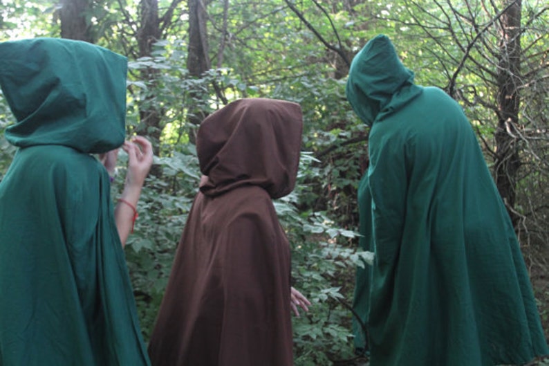 Dark Green Youth Cloak Cotton, Hooded image 5