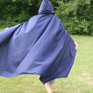 Navy Cloak - Cotton, Hooded