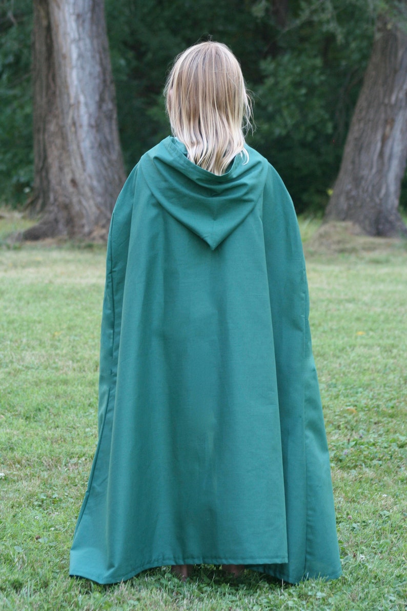 Dark Green Youth Cloak Cotton, Hooded image 1