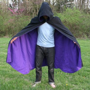 Black/Purple Reversible Hooded Cloak image 3