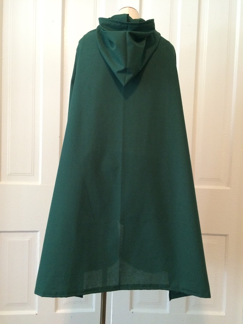 Dark Green Youth Cloak Cotton, Hooded image 7