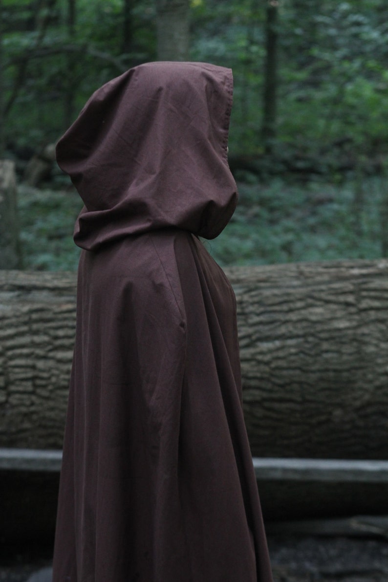 Dark Brown Cloak Cotton, Hooded image 1