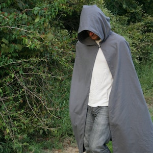 Dark Gray Flannel Cloak - Hooded