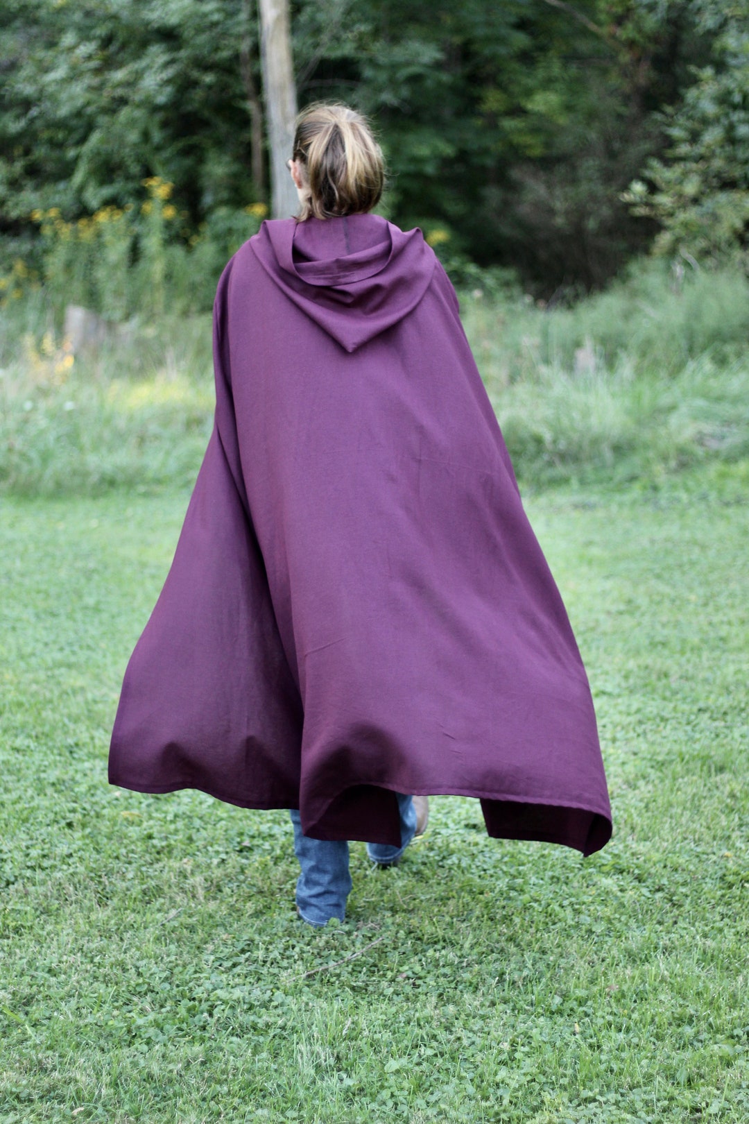 Dark Purple Linen Cloak Etsy