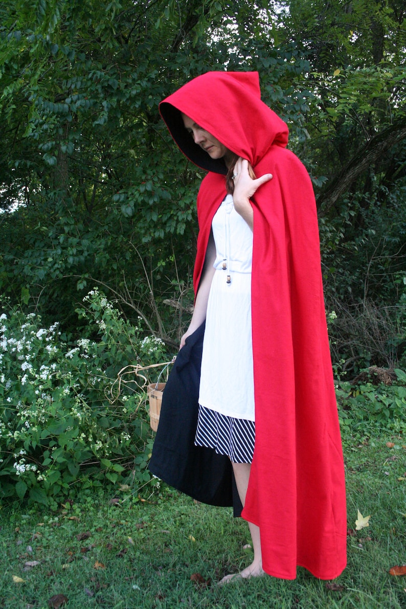 Red/Black Reversible Hooded Cloak image 1