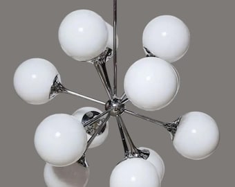 1960s Lightolier Chrome Sputnik Chandelier 12 Globe Mid Century Lamp