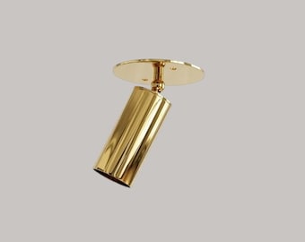 Plafonnier Spotlight Mid-Century en Laiton - Lampe cylindrique réglable à encastrer