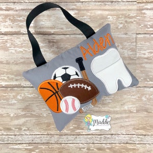 Sports Tooth Fairy Pillow, Boy Sports Tooth Fairy Pillow, Personalized Tooth Pillow, Soccer Tooth Pillow, Football, Baseball, Basketball