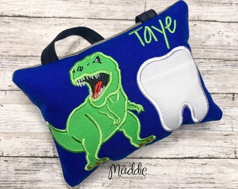 T Rex Tooth Fairy Pillow, Dinosaur Tooth Fairy Pillow, Tyrannosaurus Tooth Pillow, Personalized Tooth Pillow, Tyrannosaurus Rex Tooth Pillow