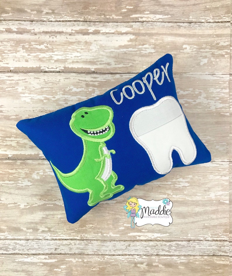Green Dinosaur Tooth Fairy Pillow Boys Tooth Fairy Pillow Etsy