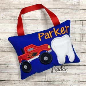 Monster Truck Tooth Fairy Pillow, Boys Tooth Fairy Pillow, Monster Truck Tooth Pillow, Embroidered Tooth Pillow, Monster Truck Pillow, Truck