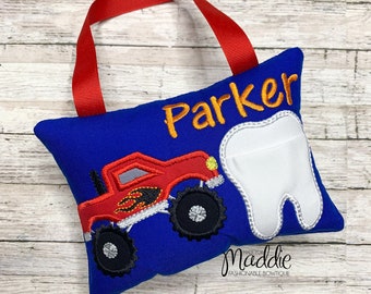 Monster Truck Tooth Fairy Pillow, Boys Tooth Fairy Pillow, Monster Truck Tooth Pillow, Embroidered Tooth Pillow, Monster Truck Pillow, Truck