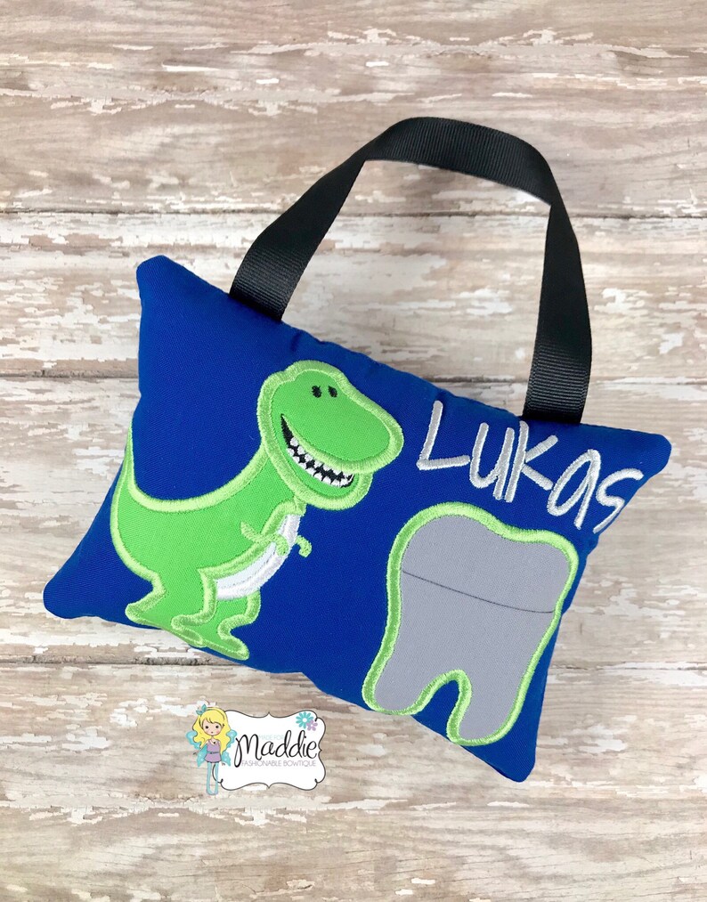 Green Dinosaur Tooth Fairy Pillow Boys Tooth Fairy Pillow Etsy