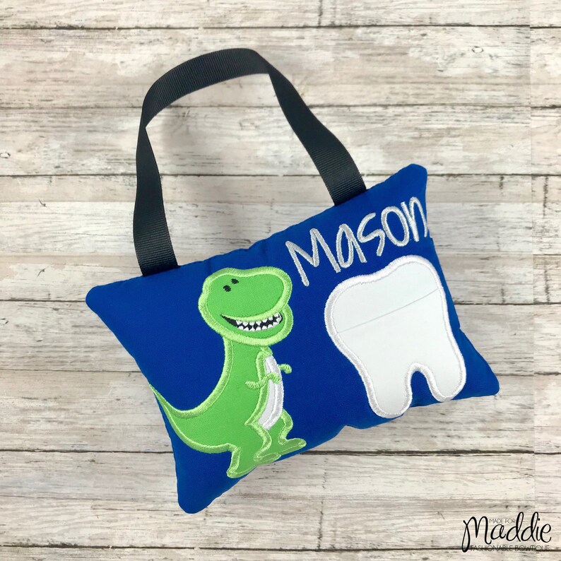 Green Dinosaur Tooth Fairy Pillow Boys Tooth Fairy Pillow Etsy