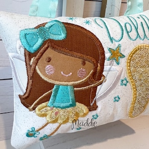 Teal Tooth Fairy Pillow, Girls Tooth Pillow, Gold Tooth Fairy Pillow, Girl Tooth Fairy Pillow, Teal Tooth Pillow