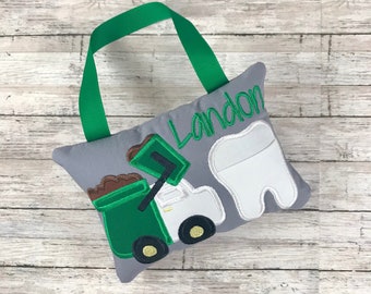 Trash Truck Tooth Fairy Pillow, Personalized Truck Pillow, Garbage Truck Tooth Fairy Pillow, Boy Tooth Pillow, Birthday Gift, Trash Truck