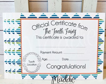 Tooth Fairy Receipt • Lost Tooth • Tooth Fairy • Tooth Pillow • Keepsake • Scrapbooking • Birthday Gift • Handmade