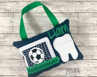 Soccer Tooth Fairy Pillow, Boy Sports Tooth Fairy Pillow, Soccer Tooth Pillow, Soccer Goal, Soccer Pillow, Tooth Fairy Pillow, Soccer