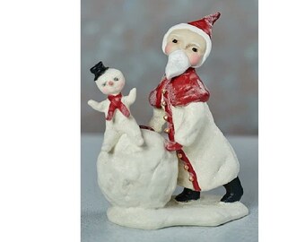 Christmas "Snowball Rides" Snowman ~  Folk Artist Dee Harvey design