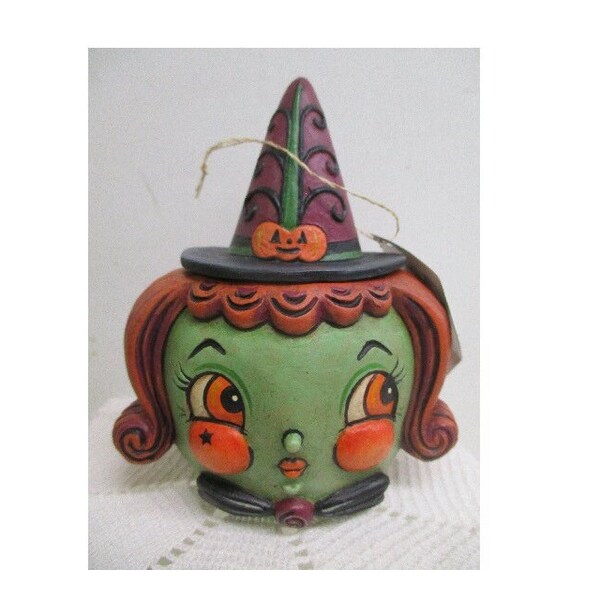 Halloween Hagatha Hollow Head Jar ~ Bethany Lowe by Johanna Parker ~ Vintage folk art style