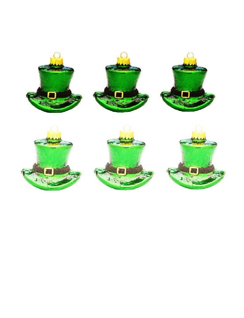 Patrick/'s Irish Hat Ornaments 1.75/" tall x 2.5/" wide shatterproof 6 pc St