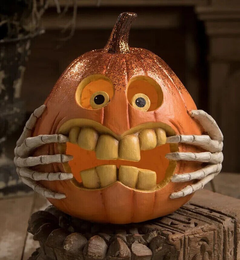 Bethany Lowe Halloween Funny Face Jack O' Lantern Pumpkin - Etsy
