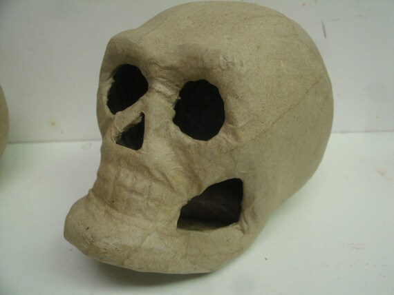 Paper Mache Skull mask 8/" Halloween decor Lot of 6 Ready to Paint