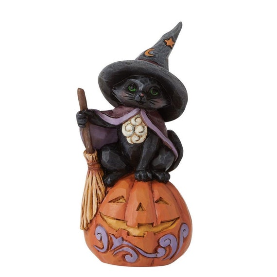 Figurine Halloween Witchy Black Cat Broom Pumpkin Crow NEW 