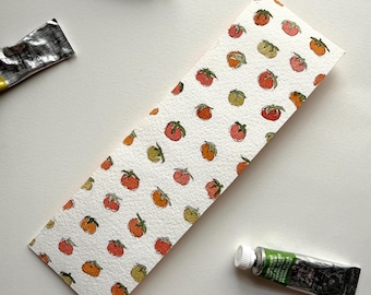 Hand-Painted Watercolor Bookmark with Tomatoes + Abstract Design
