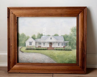 Hand-Painted Watercolor House Portrait