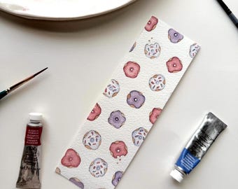 Hand-Painted Watercolor Bookmark with Donuts!