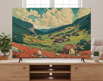 Pastoral Style TV Dust Cover | Hanging Screen Protector (30–75 Inch)