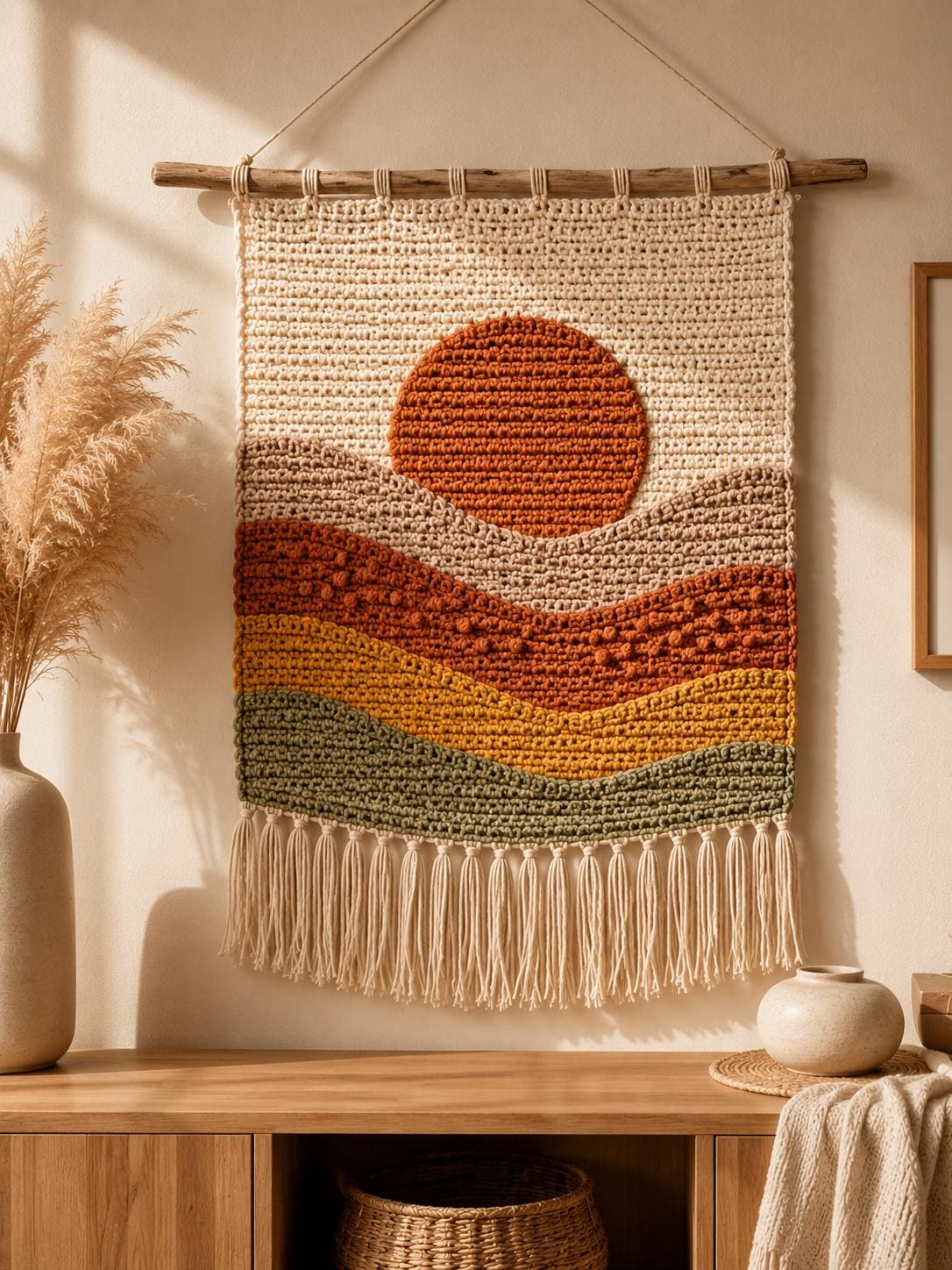 14 Crochet Tapestry Charts with Sea Turtles, Ghosts, and Wall Hangings 6 Crochet Mountain Sunset Wall Hanging Tapestry Crochet