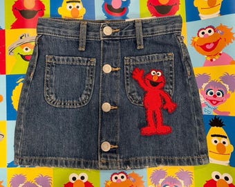 Elmo Skirt, Sesame Street, Denim, Toddler Girl, Jean