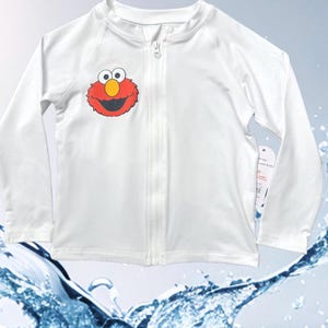 Kids Elmo Zipper Rash Guard, Sesame Street Beach Pool UPF 50+