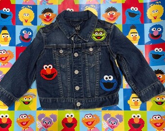 Elmo, Cookie Monster and Oscar the Grouch Toddler Jean Jacket