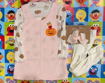 Elmo Pumpkin Dress with tights and matching headband