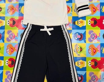 Elmo black and white lace track pants set with matching socks