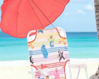 Sesame Street Kids Beach Chair with Umbrella, Outdoor Sun Protection