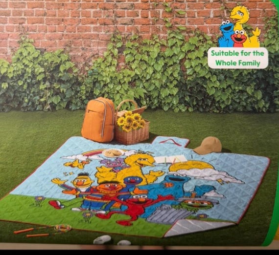 Sesame Street  Outdoor Picnic Mat for the Kids and Family  Oversized 79"x79"