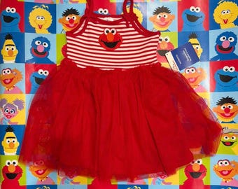 Elmo white and red striped Tutu Dress