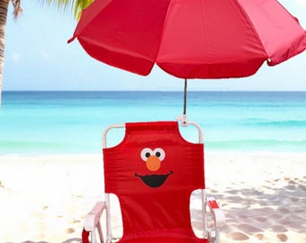 Elmo Kids Beach Chair with Umbrella, Outdoor Sun Protection