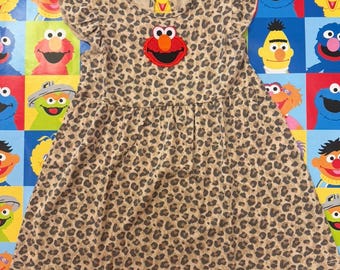 Leopard Flutter Sleeved  Elmo Dress