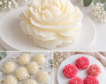 Bougie artisanale à la pivoine | 100 % cire d'abeille pure | Bougie florale naturelle | Décoration intérieure | Cadeau pour elle