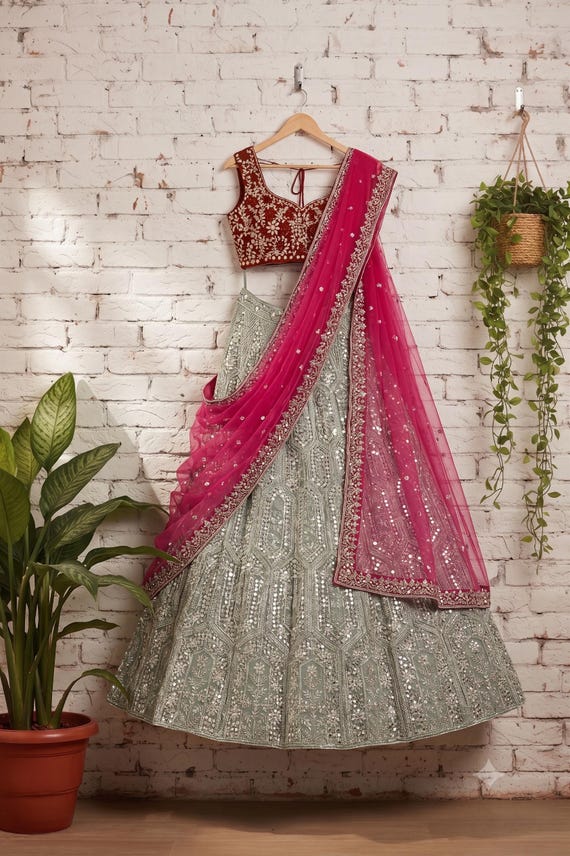 Faux Georgette Designer Lehenga Choli with Heavy Embroidery and Sequin Work