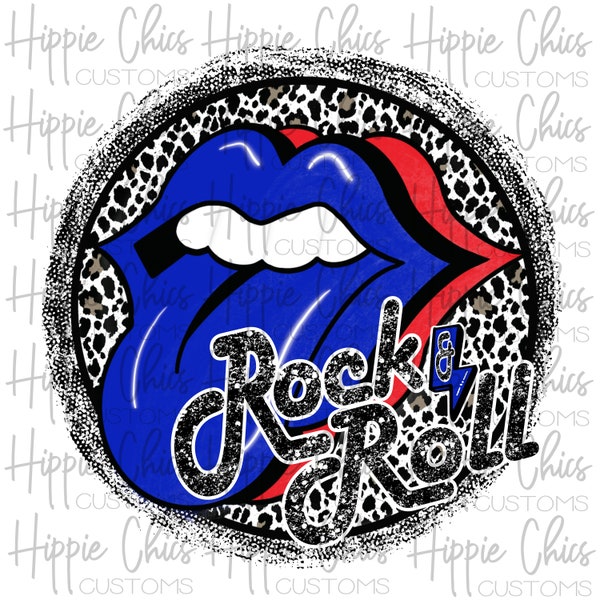 Rock & Roll Tongue PNG File, Digital Design, Sublimation Design, Digital Download, Instant Download