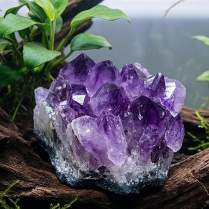 Fish Tank Amethyst Crystal Natural Decor, Cluster Raw Aquascape Purple Gemstone, Aquarium Gift