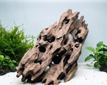 Decoración de acuario con nido de abeja de madera flotante de camarones porosos naturales, escondite para pecera, refugio de cueva